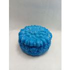 Шкатулка Хризантема Чехословакия лазуритовое стекло Редкость