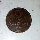 2 сантима 1926 года Латвия. Первая Республика. Красивая родная патина!