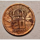 1953 год 20 сантим Бельгия