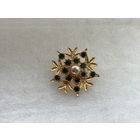 Брошь Снежинка изумрудные стразы Англия винтаж