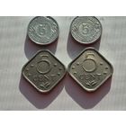 Сборный лот 5 центов Нидерландские Антильские острова. Лот состоит из 4-х монет. Монеты не чищены. 45239