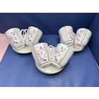 Набор чайно-кофейных пар Яблоневый цвет, костяной фарфор, деколь, золочение, Ленинградский фарфоровый завод, СССР, 1986-1991 гг.