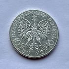 Монета СЕРЕБРО Польша 10 злотых 1932 год Ядвига ( знак м.д) ОТЛИЧНЫЕ
