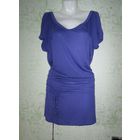 Сиреневая туника (мини-платье) с открытыми плечами и глубоким вырезом на спинке, р.44.