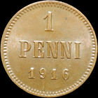 1 пенни 1916, UNC, Штемпельный блеск! С 1 Рубля!