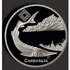 Заказник "Днепро - Сожский". Стерлядь. 20 рублей, серебро, сертификат, буклет, 2007 год