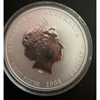 1 доллар 2008 г.  Год Крысы.  Елизавета 2.  Австралия.  УНЦИЯ.  Серебро. 999 пр.