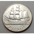 2 злотых 1936, кораблик, штемпельный блеск!