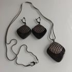 Винтажный сет. Серьги и колье. Нат.камень. Покрытие серебро.