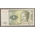 Банкнота 5 марок 1960 год. ФРГ. Портрет венецианской женщины. НЕ БЫЛА В ОБОРОТЕ.