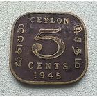 Цейлон 5 центов, 1945  1-7-5