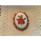 Брошь Красная Роза фарфор Англия