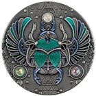 Ниуэ 5 долларов 2021г. "Хрустальный скарабей". Монета в капсуле; подарочной рамке - футляре; сертификат; коробка. СЕРЕБРО 62,20гр.(2 oz).