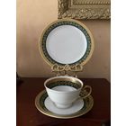 Чайное трио Зеленая глазурь позолота Германия 50-е