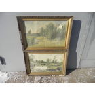 Картины Болото.Журавли и Летний день репродукции на ткани 70-е г.С рубля.