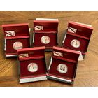 Комплект памятных монет "Слуцкие пояса", 20 РУБЛЕЙ, СЕРЕБРО. "МЕТКИ". "КОЛЛЕКЦИОНИРОВАНИЕ". "КОСТЮМ ШЛЯХТИЧА". "РАДЗИВИЛЛЫ". "ТКАЧЕСТВО".