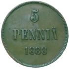 5 пенни 1888 года. Нечастая монета. В родне.
