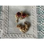 Брошь Розы Золотая и Алая Германия эмаль