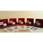 Слуцкие пояса все 5 монет из серии, серебро, 20р 2013. В футляре, без патины, банковское состояние, сертификаты