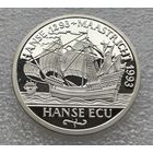 Германия 1 экю 1993 г. Любек. Ганзейский союз. Серебро 925 проба.