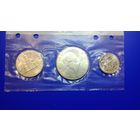 США 1976 г, серебро 1 доллар,пол доллара и четверть доллара unc