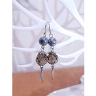 Лот С 1 РУБЛЯ! много лотов! Серьги из камня лавы и чешского дымчатого стекла, сталь