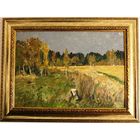 Агапов С.Д "Урожай" Картон, масло. 35х50 см.1960-е г.