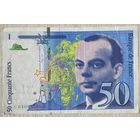Банкнота Франция 50 франков. Антуан де Сент-Экзюпери, Маленький принц. 1997 год