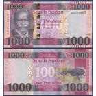 Южный Судан, 1000 фунтов 2021 г, P-W17 (президент Джон Гаранг де Мабиор, страусы), UNC