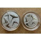 65 лет Победы, Беларусь 2010 год, 20 рублей (серебро) и 1 рубль (медноникель). Прекрасный лот монет ко дню Победы!