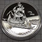 1 доллар Канады 1999 года. 225- летию экспедиции Хуана Переса и открытию острова Королевы Шарлотты. Серебро 925 пр.