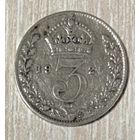 Монета Великобритания 3 пенса 1925 года. Корона. Король Георг V. Серебро