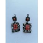 Серьги серебро 925 с кораллом, торги с Рубля, смотрите кольцо из этого набора в моих лотах