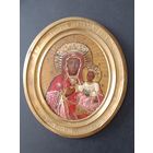 Икона образ Ченстоховская медальон плакетка ручная разрисовка Царство Польское царская Россия XIX нач. XX в