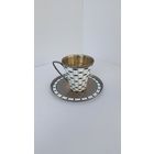 Чашка с блюдцем серебро 916 пробы, эмали , состояние новой, с рубля