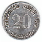 Германия 20 пфеннигов 1876 год DD _состояние ХF