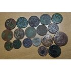 18 медных монет. Полушки, деньги, копейки.