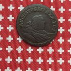 Медная монета, 1 грош 1754г. Польша, правление АвгустаIII.,  находка (оригинал), в патине и