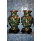 Вазы старый Китай интерьерные большие 30см эмали пара перегородчатая эмаль