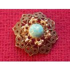 Брошь брошка. Бирюза. СССР? Чехословакия?