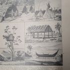 Жилища первобытныхъ народовъ. Энциклопедическая гравюра СПБ. 19-20века 24х16см.