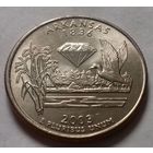 25 центов, квотер США, штат Арканзас, P D