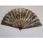 Декоративный испанский двустронний веер конца прошлого века с ручной росписью на одной стороне