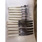 Набор столовых предметов 12шт. Вилки 19.5см. Ножи 23.5см. Ретро СССР.