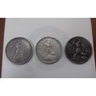 АУКЦИОН С РУБЛЯ МОНЕТЫ 3шт : ОДИН ПОЛТИННИК 1924 ТР 2шт, 1925 ПЛ? 1шт(ОДНИМ ЛОТОМ)