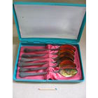 Набор чайных ложек 6 шт. в коробке. СССР. МНЦ, Мельхиор, позолота. Таллинский ювелирный завод