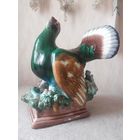 Большая красивая фаянсовая статуэтка "Глухарь". СССР, Конаковский фаянсовый завод им. Калинина (ЗиК), вторая половина прошлого века.