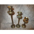 Старинные подсвечники . Бронза .  3 штуки .