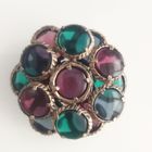 Редкая винтажная брошь" Trifari" . Цветные кабошоны. Оригинал. Купольная. 5 см.