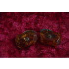 Запонки янтарные в серебре ( 875 пр , звезда )